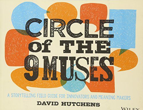 Book cover: "Circle of the 9 Muses" with abstract orange and blue shapes.