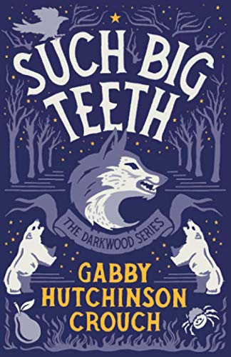 Book cover with a wolf, two bears, a pear, and a spider on blue background.