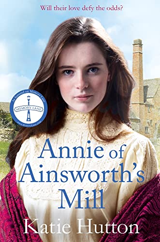 Book cover featuring a young woman in Victorian dress before a stone mill.