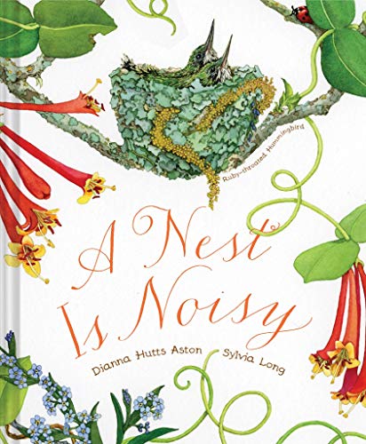 Book cover: hummingbird at a green nest surrounded by flowers and vines.