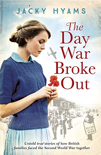 Book cover: woman in blue sweater, wartime airplane, and poppy flower.