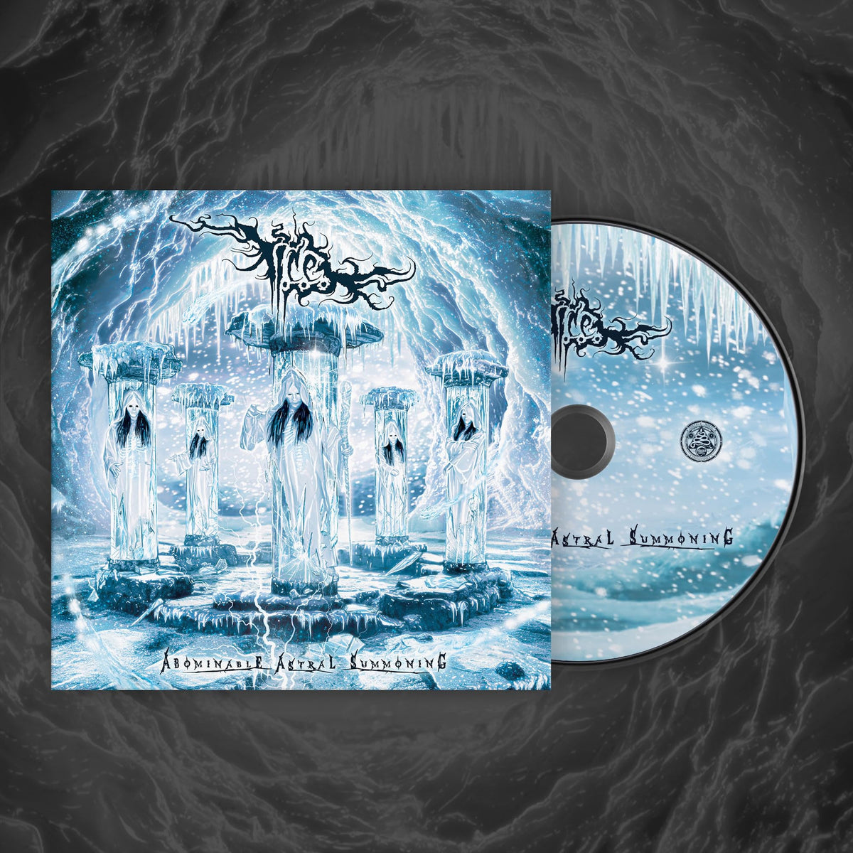 CD case featuring a frosty, surreal landscape with skeletal figures.