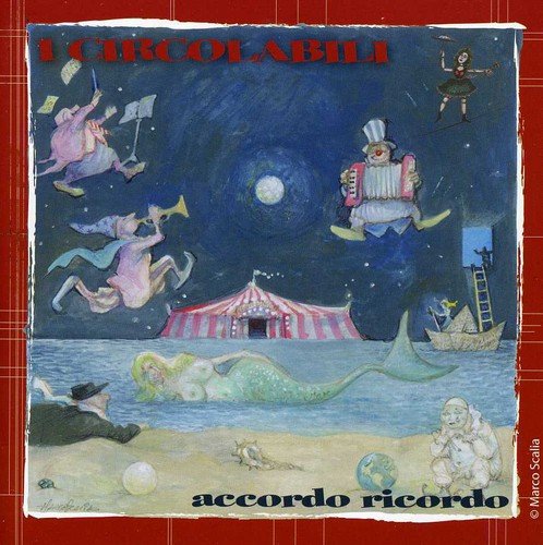 CD cover: surreal painted scene of circus performers under a moon.