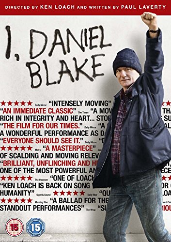 DVD cover for "I, Daniel Blake" featuring a man with a raised fist.
