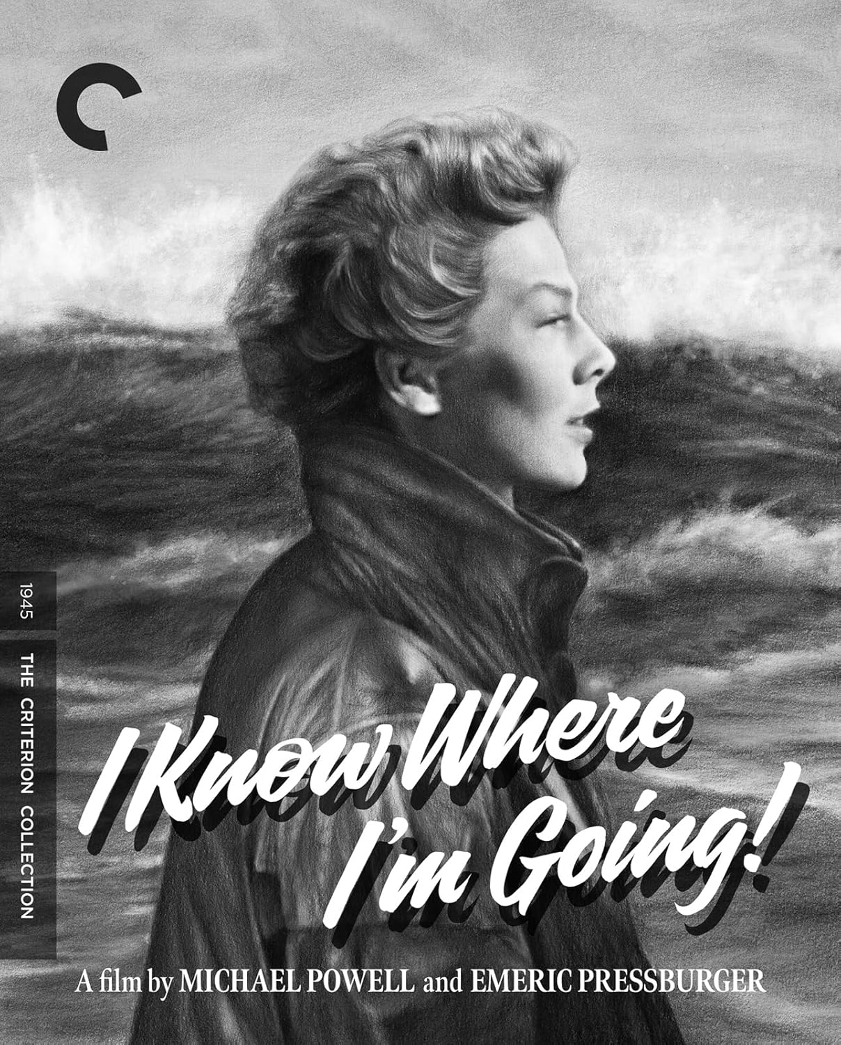 Black and white movie poster featuring a woman looking towards the sea.