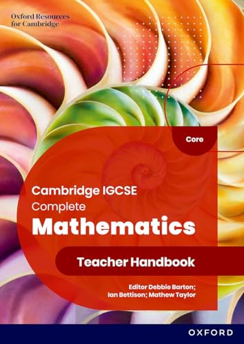 Book cover featuring colorful nautilus shells and the title Cambridge IGCSE Complete Mathematics.