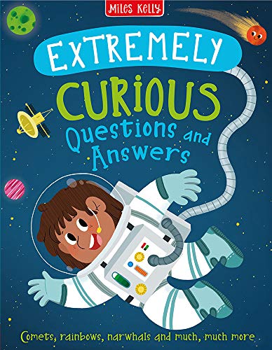 Book cover: "Extremely Curious Questions and Answers" with an astronaut illustration.
