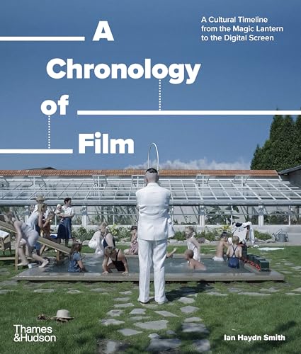 Book cover titled A Chronology of Film showing a man watching children in a pool.