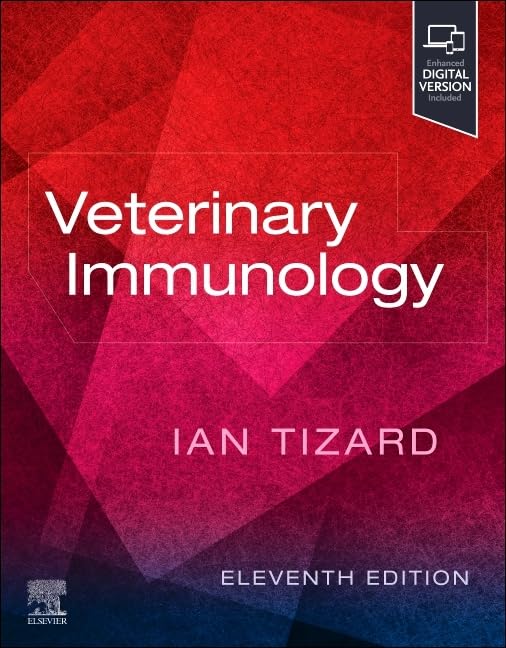 Red textbook cover with white text: "Veterinary Immunology," eleventh edition.