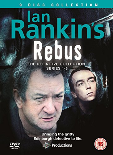 DVD cover for Ian Rankin's Rebus series 1-5 featuring two men against a dark background.