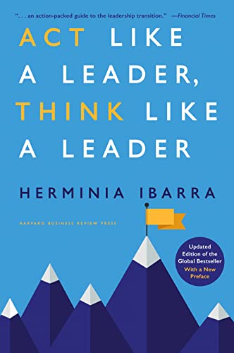 Book cover with blue background, mountain peaks, and title text by Herminia Ibarra.