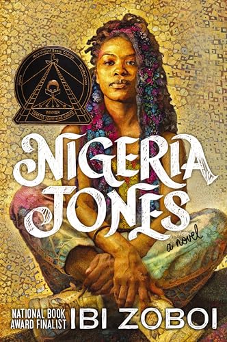 Book cover: āNigeria Jonesā featuring a woman with dreadlocks, gold textures.