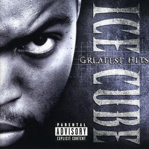 Ice Cube’s “Greatest Hits” CD cover, close-up of face with text.