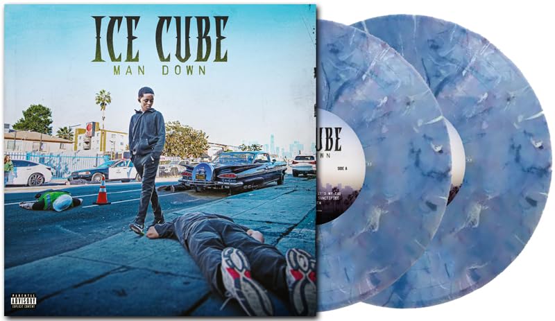 Ice Cube’s “Man Down” coloured vinyl record with album cover art.