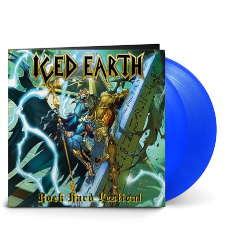 Iced Earth vinyl record with fantasy artwork and a blue disc.