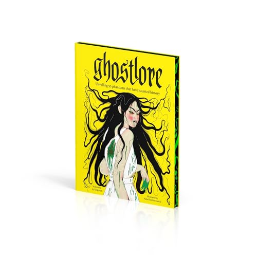 Book cover: "Ghostlore" with illustration of a ghostly woman in white.