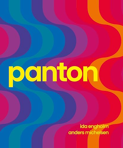 Book cover with wavy, colorful stripes and yellow title "panton".