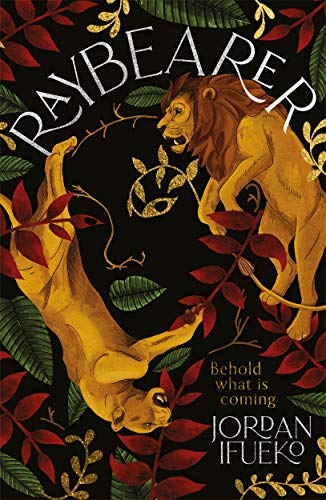 Book cover featuring two golden lions amidst dark foliage and gold accents.