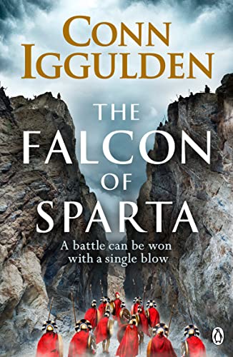Book cover: “The Falcon of Sparta” depicts Spartan soldiers marching into battle.
