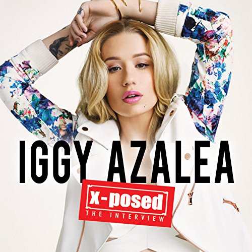 Iggy Azalea album cover, blonde hair, floral jacket, white background.