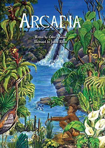 Book cover: lush jungle scene with a boy and bird.
