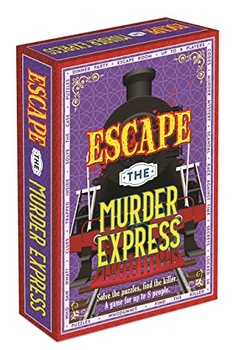 Red game box for “Escape the Murder Express” with a train illustration.