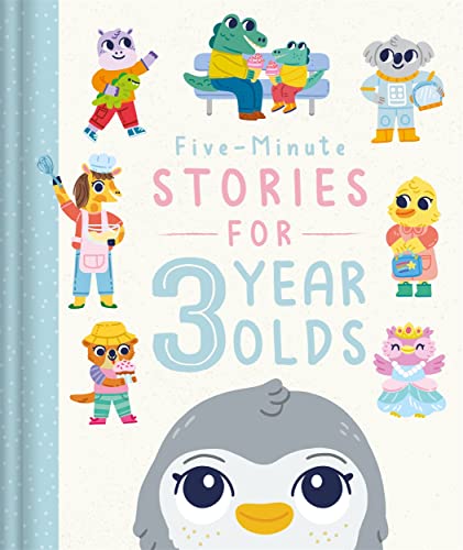 Book cover for Five-Minute Stories for 3 Year Olds featuring various cute animal illustrations.