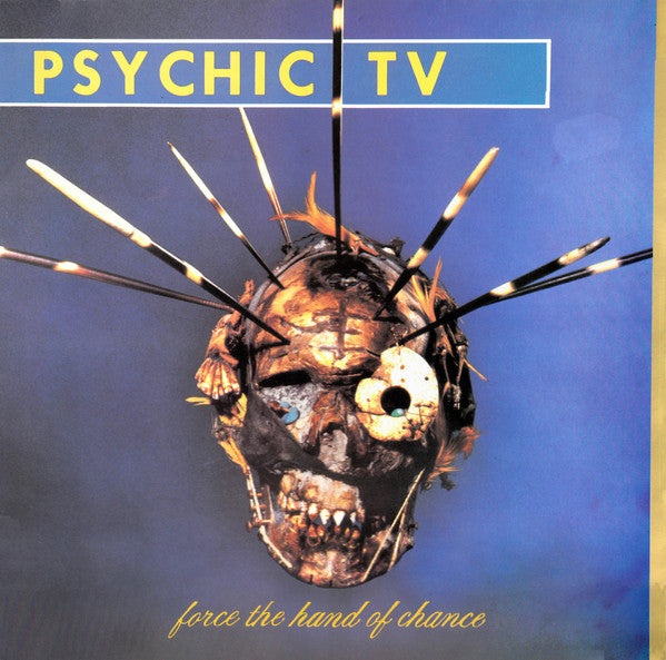 Album cover with a pierced animal head against a blue background.