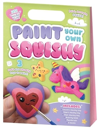Paint Your Own Squishy kit with unicorn, star, and heart shapes.