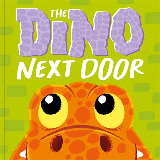 Book cover with orange dinosaur peering up at bold title text.