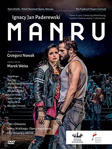 DVD cover for Paderewski’s “Manru” opera, featuring two actors in costume.