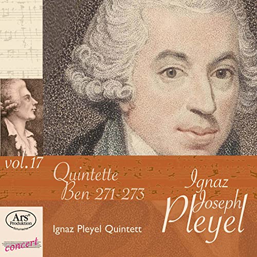 CD cover featuring a portrait of composer Ignaz Pleyel and musical notation.