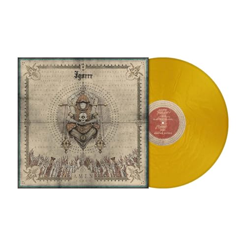 Igorrr’s “Amen” vinyl record: yellow disc and ornate cover art.