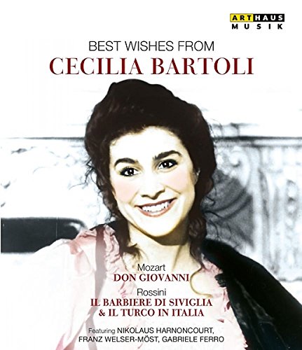 Cecilia Bartoli portrait on DVD cover for opera performances.
