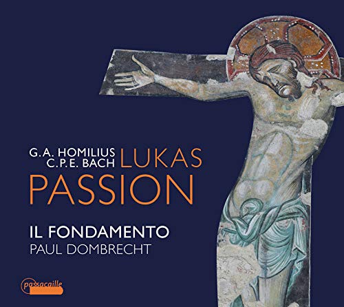 "Album cover featuring a crucified Jesus on a dark blue background with text."