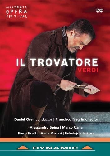 DVD cover for Verdi’s “Il Trovatore” opera featuring a man in costume.