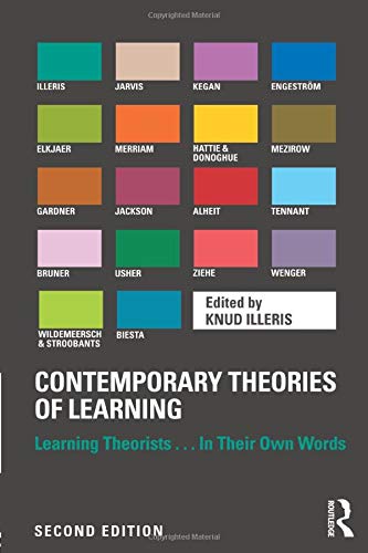 Book cover with colorful squares and white text: "Contemporary Theories of Learning".