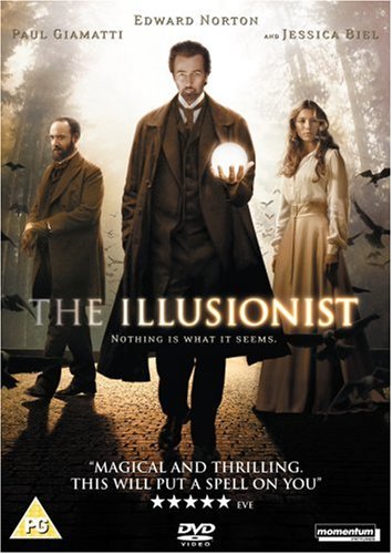 DVD cover for “The Illusionist” featuring Edward Norton and Jessica Biel.