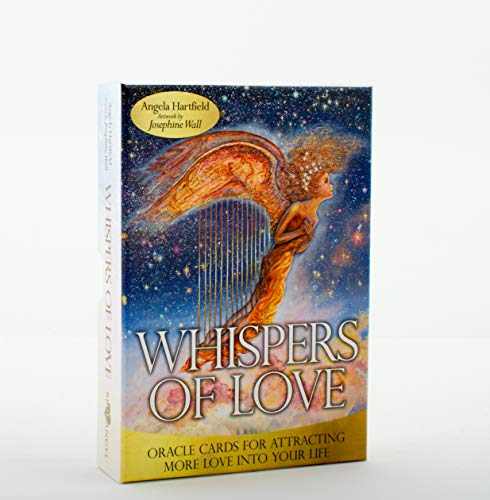 Oracle card set box with angel illustration and title “Whispers of Love”.