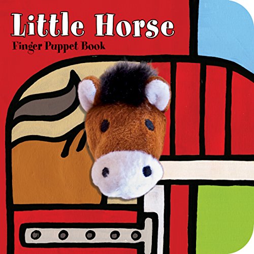 Board book cover with a brown plush horse head finger puppet.