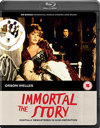 Blu-ray cover for “Immortal Story” featuring a woman in red and Orson Welles.