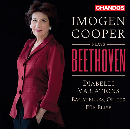 CD cover featuring pianist Imogen Cooper and text naming Beethoven’s works.
