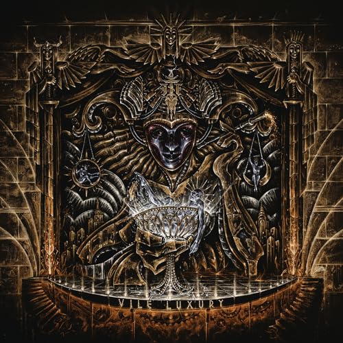 Dark, ornate album cover featuring a sculpted face and chalice.