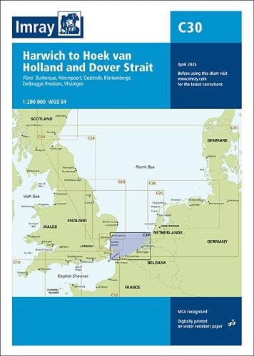 Imray nautical chart C30 showing the North Sea from Harwich to Hoek van Holland.