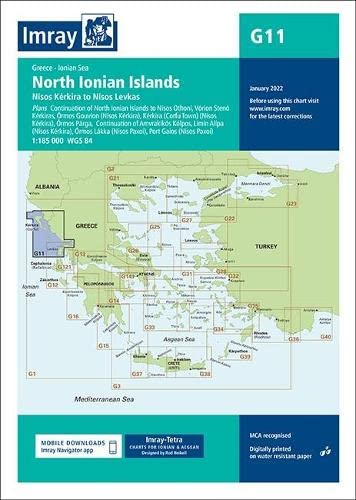 Imray nautical chart G11 showing the North Ionian Islands of Greece.