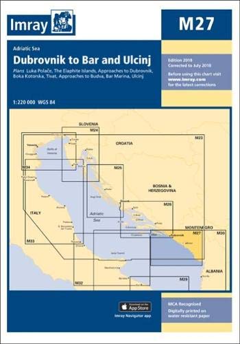 Nautical chart of the Adriatic Sea, from Dubrovnik to Bar and Ulcinj.