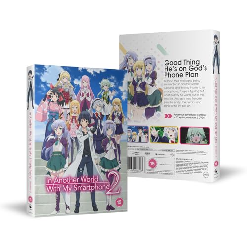 DVD cover for "In Another World With My Smartphone - Season 2" featuring anime characters.