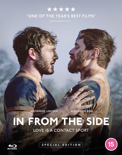Blu-ray cover for “In From The Side” featuring two muddy rugby players.