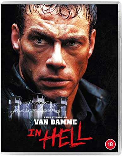 Blu-ray cover for "In Hell" featuring Jean-Claude Van Damme, prison imagery.