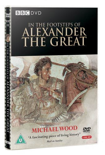 DVD cover for “In The Footsteps Of Alexander The Great” featuring ancient mosaic.